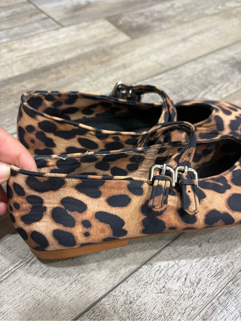 Zara leopard print Mary Jane ballet flats